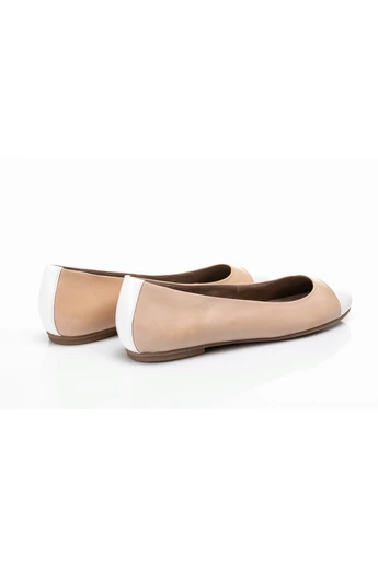 Tamaris bézs bőr balerina cipő