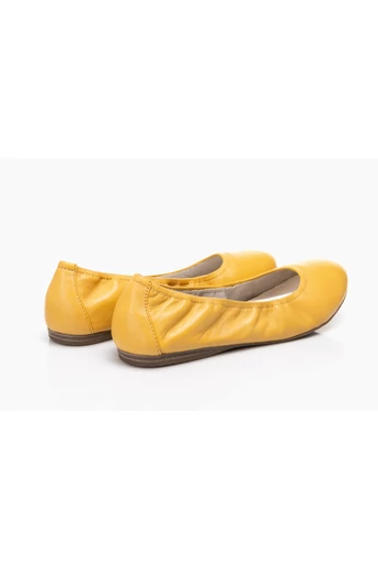 Tamaris sárga bőr balerina cipő