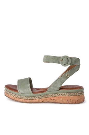 Tamaris velúrzöld Espadrilles szandál