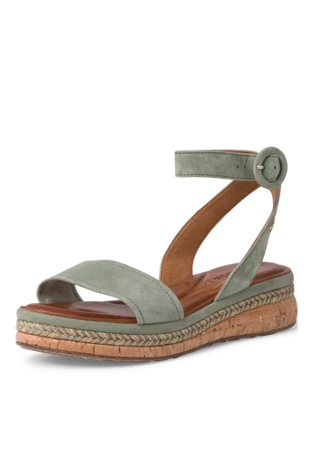 Tamaris velúrzöld Espadrilles szandál
