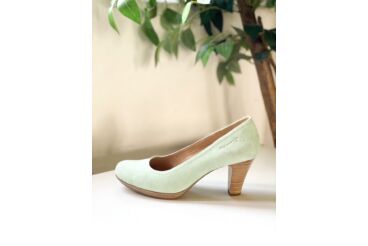 Tamaris tavaszi zöld velúr bőr magassarkú cipő
