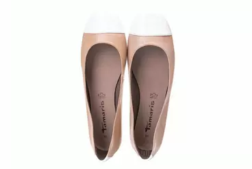 Tamaris bézs bőr balerina cipő