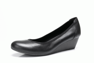 Tamaris fekete bőr telitalpú női cipő