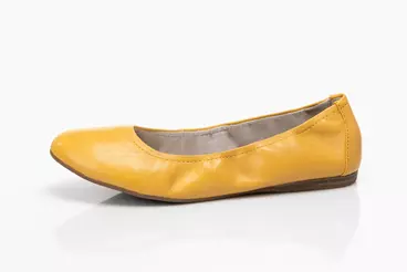 Tamaris sárga bőr balerina cipő