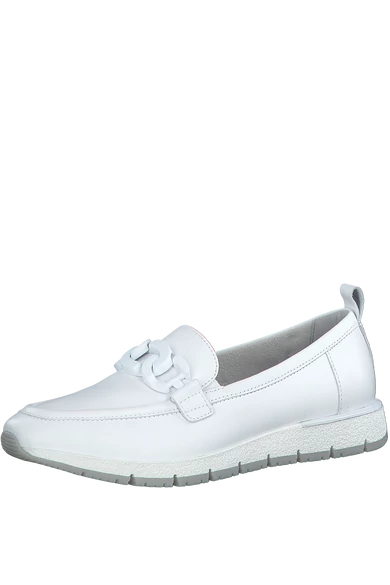 Tamaris bőr slipper fehér színben Relaxfit