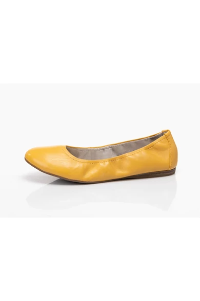 Tamaris sárga bőr balerina cipő