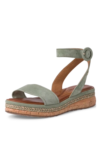 Tamaris velúrzöld Espadrilles szandál